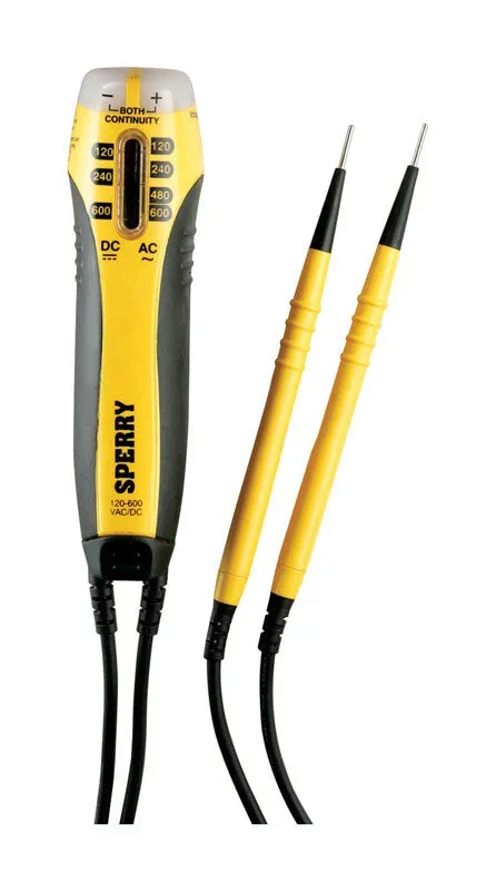 Sperry Black/Yellow Heavy Duty Voltage Tester LR44 Battery 120 to 600V