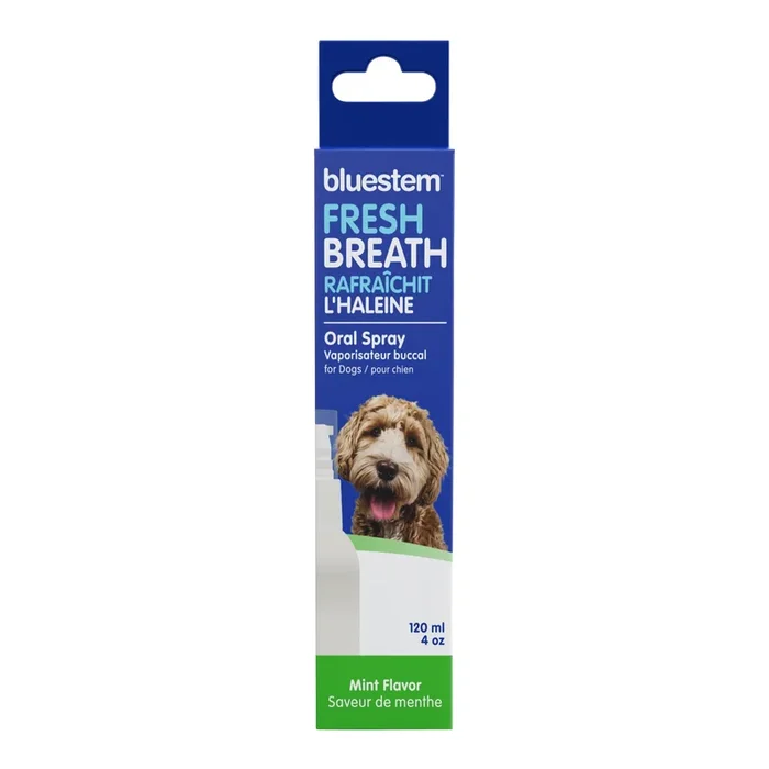 Spray bucal para perros Bluestem con sabor a menta, 4 fl oz