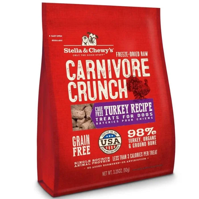 Stella & Chewy’s Carnivore Crunch Turkey Grain-Free Freeze-Dried Dog Treats – 3.25 oz