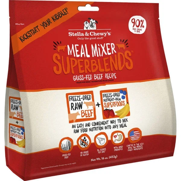 Stella & Chewy’s Freeze Dried Raw Grass Fed Beef Meal Mixer SuperBlends Grain Free Dog Food Topper
