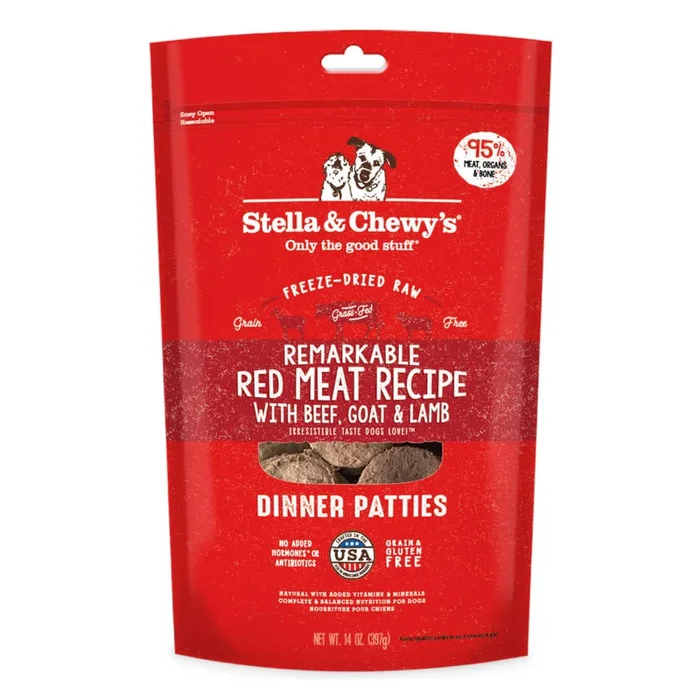Stella & Chewy’s Remarkable Red Meat Dinner Patties Grain-Free Freeze-Dried Raw Dog Food 14oz