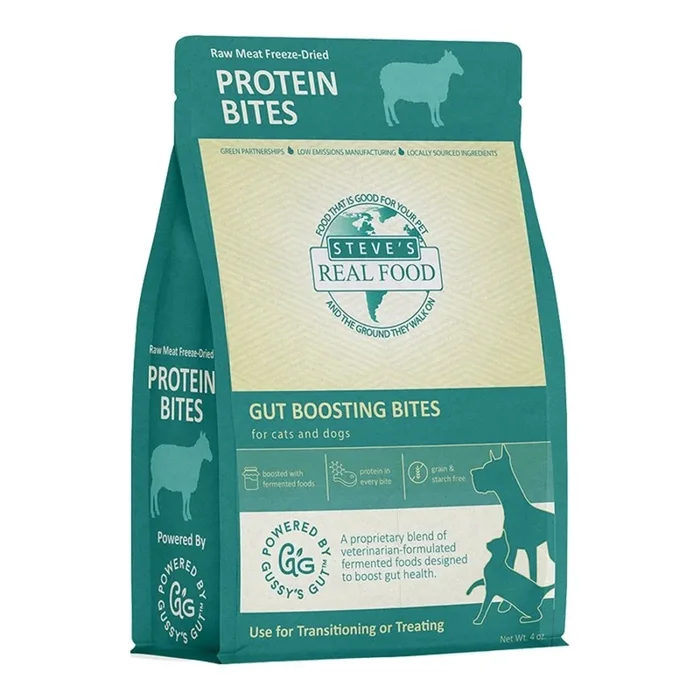 Steve’s Real Food Protein Bites Freeze-Dried Gut Health Dog & Cat Treats Lamb Recipe 4-oz