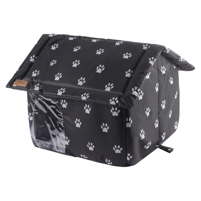 Stray Cats Shelter Cat Bed, Outdoor Waterproof Windproof Foldable Warm Pet Cave, Oxford Stray Cats Shelter Pet Supplies Wild Cat/Dog Winter Warm Cat House – House(M)