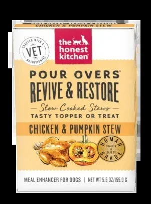 The Honest Kitchen Functional Pour Overs: Revive & Restore – Chicken & Pumpkin Stew Dog Food Box, 5.5oz