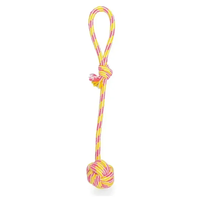 ThoozyPet Ball Tug Rope Dog Toy with Handle 17″
