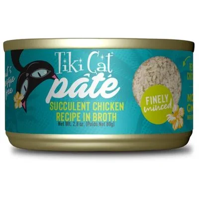 Tiki Cat Luau Pate Succulent Minced Chicken in Broth Pate Canned Cat Food – 2.8 Oz – Case of 12