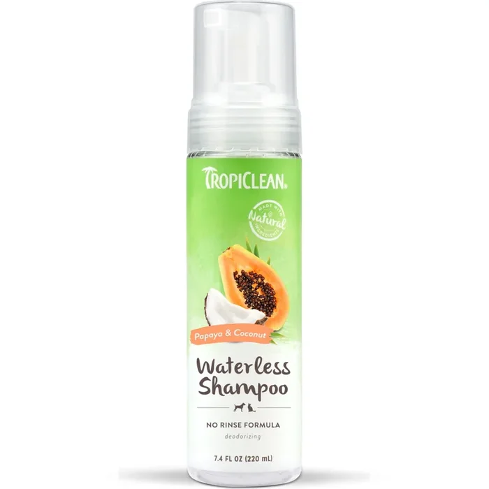 Tropiclean Detangling and Deodorizing Papaya and Coconut Waterless Dry Cat and Dog Shampoo – 7.4 Oz