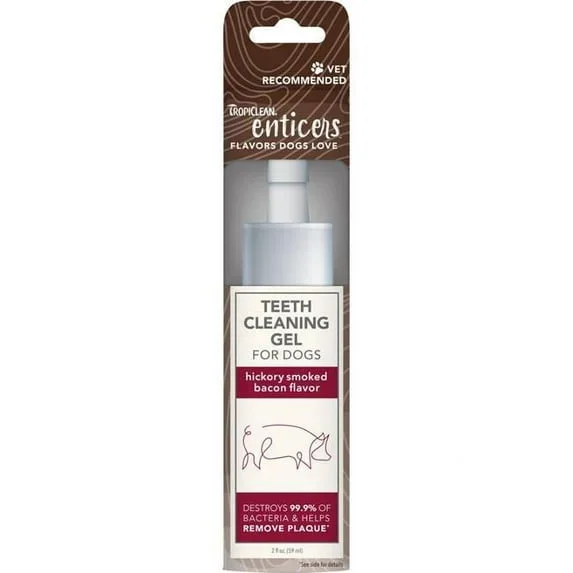 Tropiclean Enticers Hickory Smoked Bacon Flavor Dental Oral Dog Teeth Cleaning Gel – 2 Oz