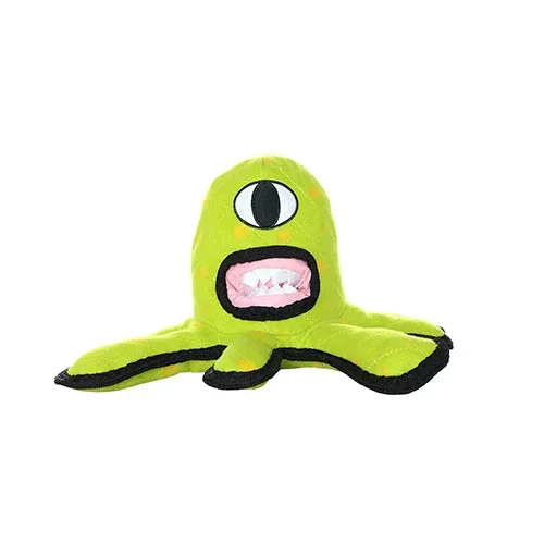 Tuffy Alien Reinforced Durable Squeak and Floating Plush Dog Toy – Green