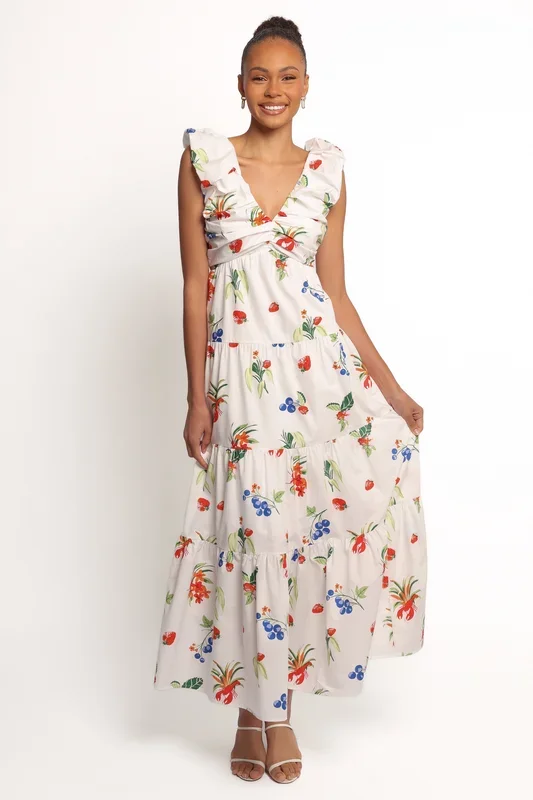 Valerie Maxi Dress – Off White/Red