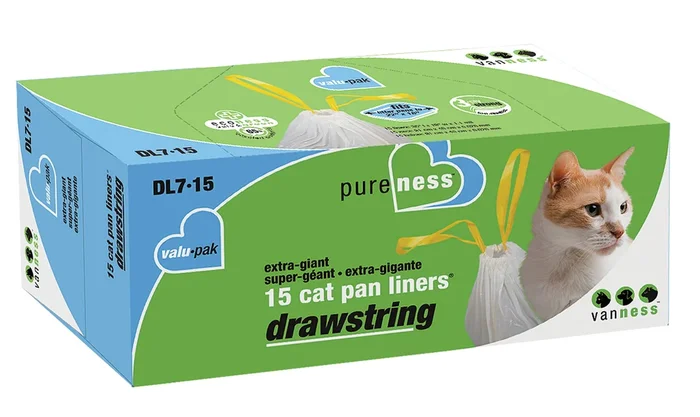 Van Ness Drawstring Cat Pan Liners – Ivory – X tr Giant – 15 Count
