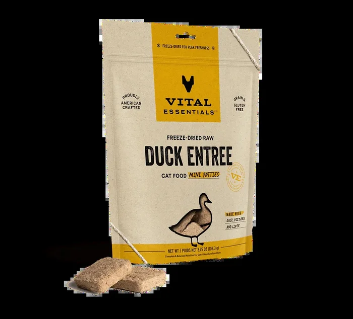 Vital Essentials Duck Mini Patties, Freeze-Dried Cat Food