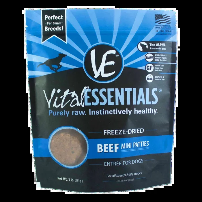 Vital Essentials Freeze-Dried Raw Mini Patties for Dogs (Beef) 1lb/453g