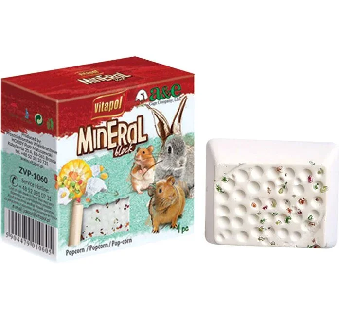 Vitapol Mineral Block for Small Animals Small Animal Mineral Treats – Popcorn – Small – 40 Gm