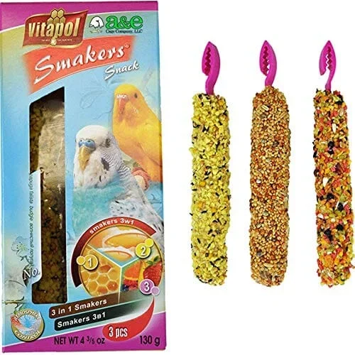 Vitapol Smakers Treat Stick Parakeet Variety Bird Sticks – 3 Pack