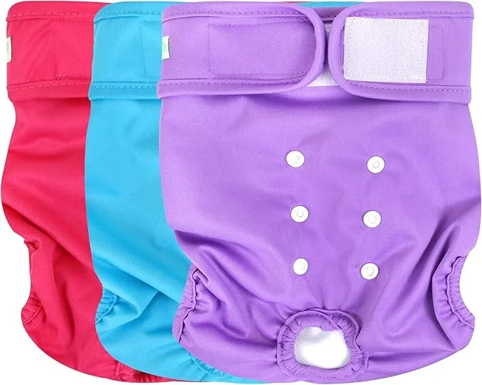 wegreeco Christmas Washable Reusable Premium Dog Diapers, XX-Large, Bright Color, for Female Dog, Pack of 3,Small Dog Puppy & Doggy Diapers Female,Dog Period Panties Diapers Female in Heat