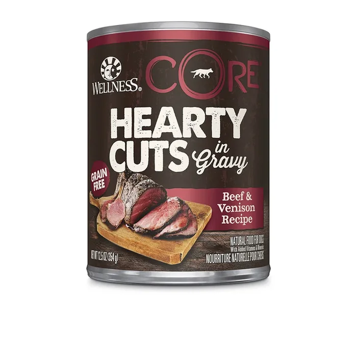 Wellness Dog Core Hearty Cuts: Beef & Venison Grain-Free Canned Dog Food 12.5oz