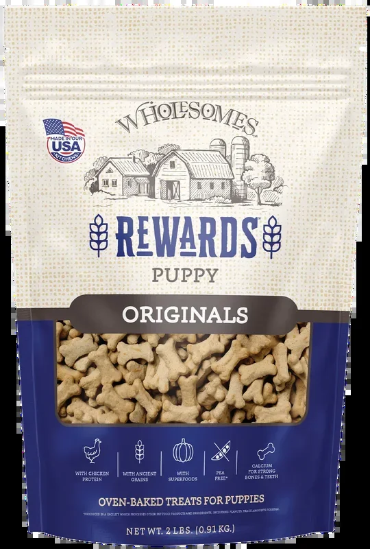 Wholesomes Rewards Puppy Originals Biscuits Oven-Baked Dog Treats Chicken 2-lb