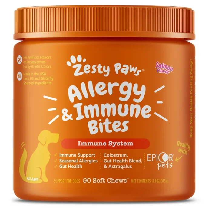 Zesty Paws Salmon Bites Salmon Flavor Dog Supplement Chews – 90ct