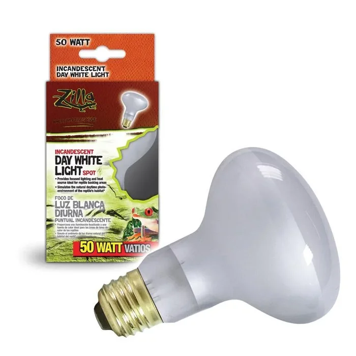 Zilla Incandescent Day White Light Reptile Basking Spot Bulb – White – 50 Watt