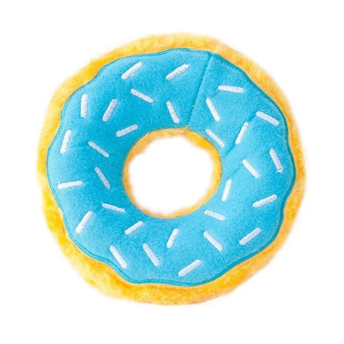 Zippy Paws Donutz Blueberry Glazed White Sprinkles Squeak and Plush Dog Toy – Medium