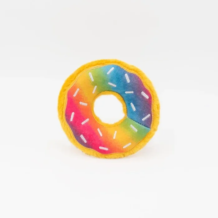 Zippy Paws Donutz Rainbow Glazed with Sprinkles Squeak and Plush Dog Toy – Medium